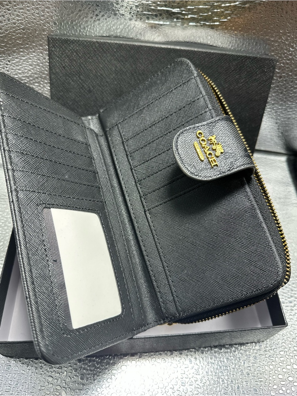 Coach Black Signature Continental Wallet with Gold Logo N/A - Picture 3 of 4